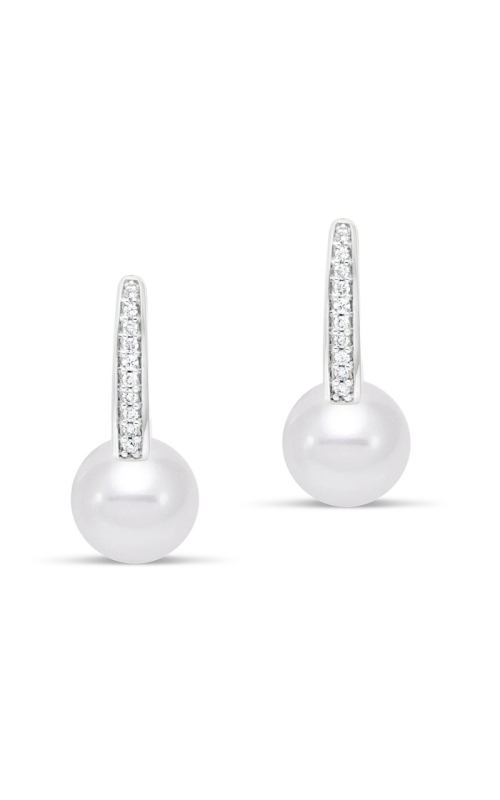 14K White Gold Freshwater Pearl And Diamond Earrings