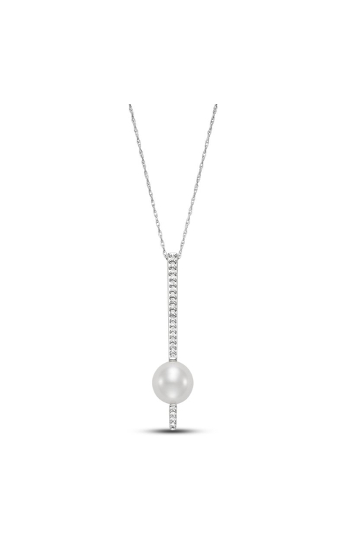 14K White Gold Freshwater Pearl And Diamond Drop pendant