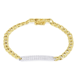 14K Yellow Gold Diamond Bar Cuban Bracelet