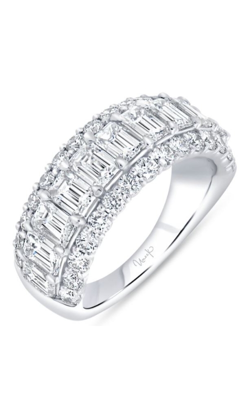 18K White Gold Emerald Cut and Diamond Band