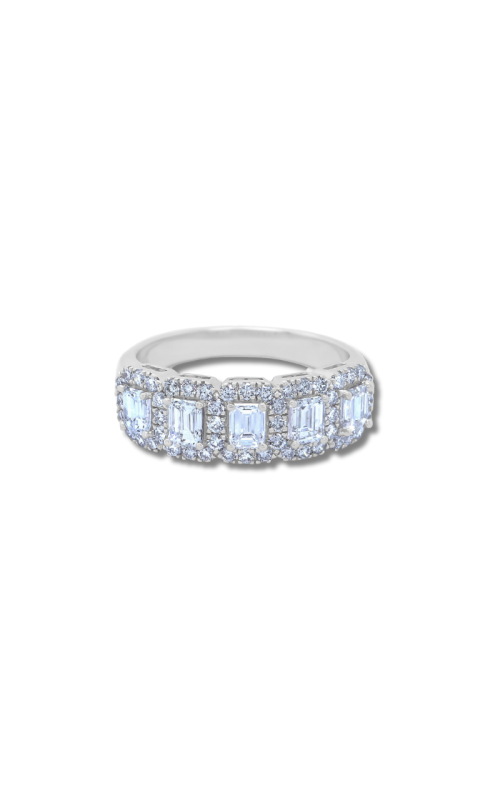 18K White Gold Five Stone Emerald Cut Diamond Band