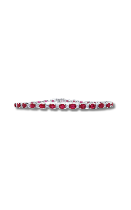 18K White Gold Oval Ruby and Diamond Bracelet