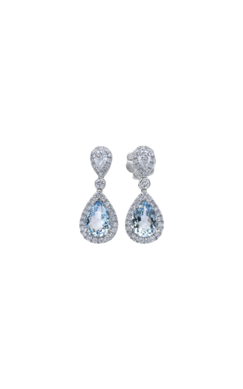 18K White Gold Pear Aquamarine and Diamond Drop Earrings