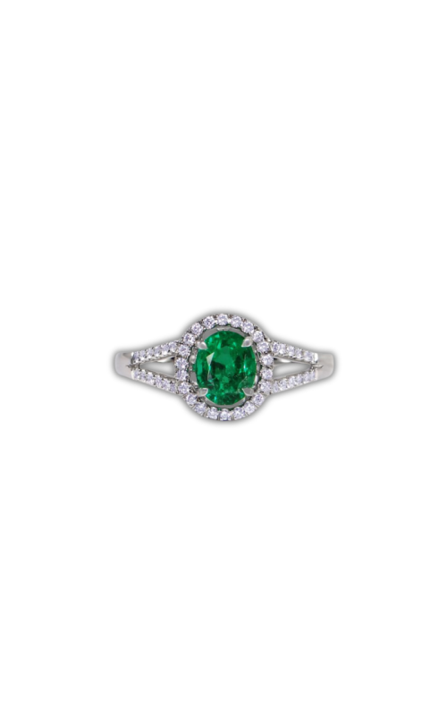 18K White Gold Emerald Cut Halo Diamond Ring