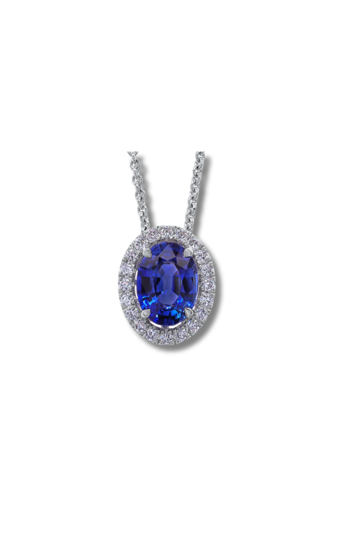 18K White Gold Sapphire Diamond Pendant