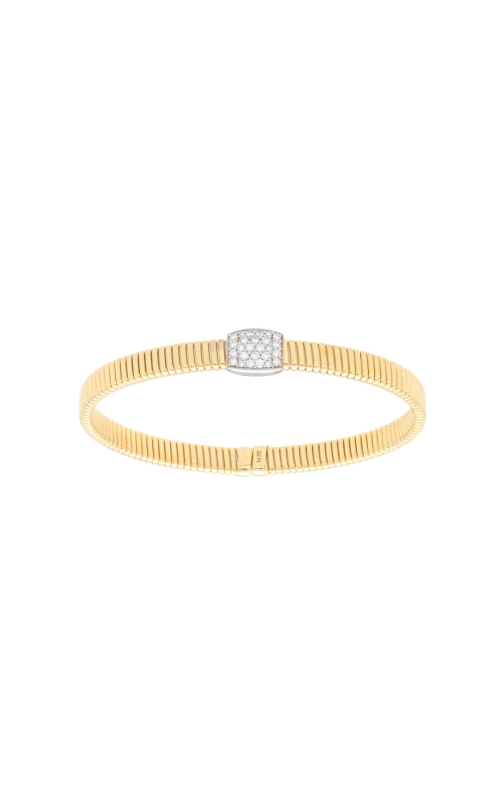 14K Yellow Gold Flexible Bangle with Diamond Pave Square