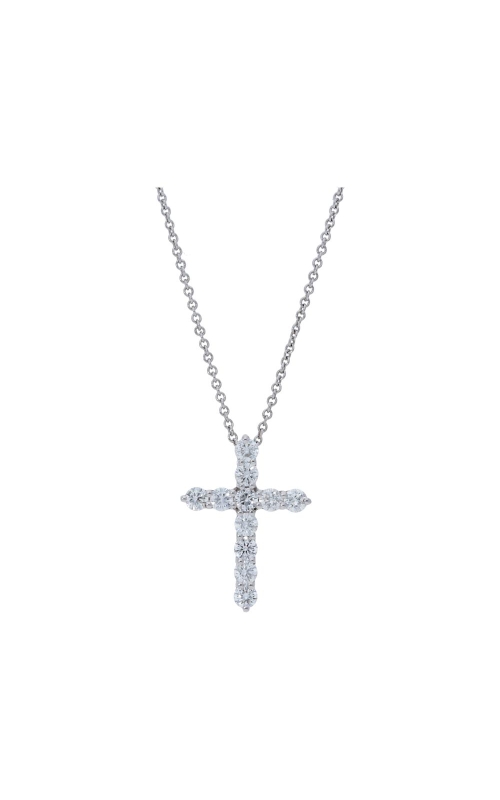 14K White Gold Diamond Cross Pendant