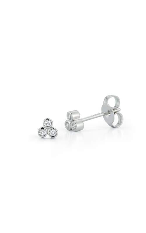 14K White Gold 3 Stone Diamond Bezel Studs