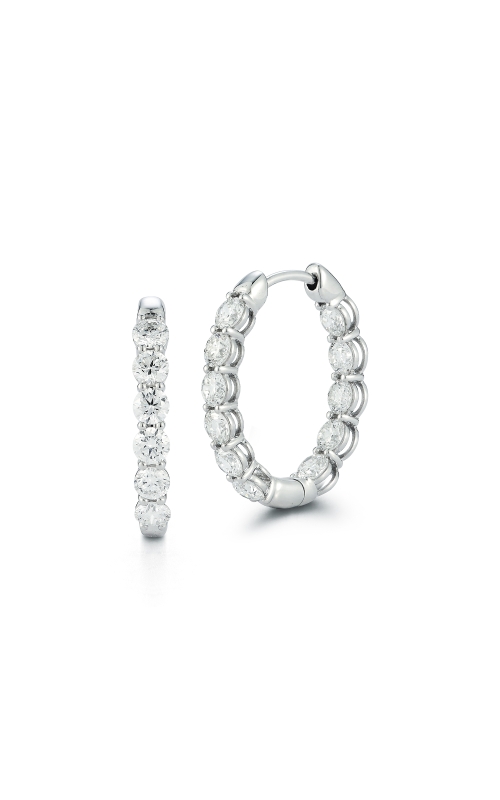 14K White Gold Diamond In and Out Hoops