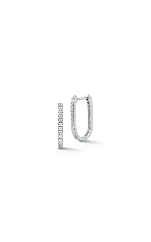 14K White Gold Diamond Paperclip Huggie