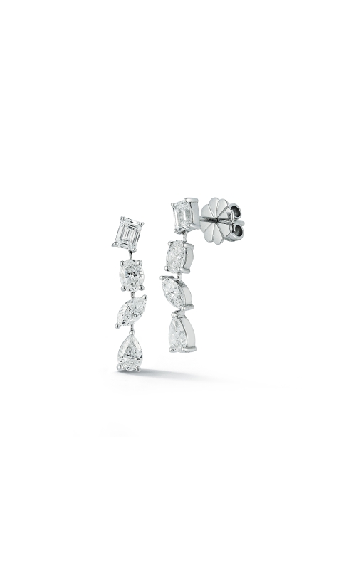 14K White Gold Multi Shape Diamond Drop Earrings