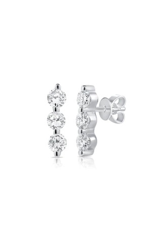 14K White Gold Diamond Bar Studs