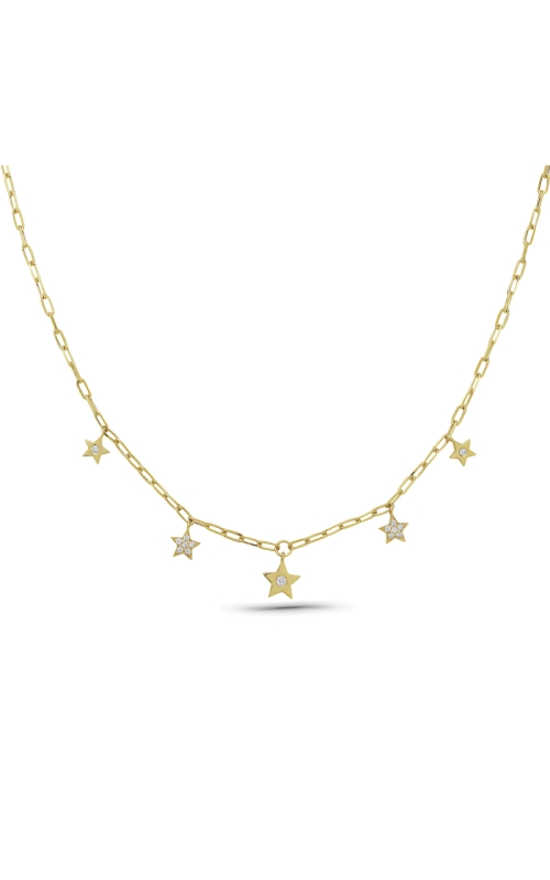 14K Yellow Gold Diamond Star Drop Necklace