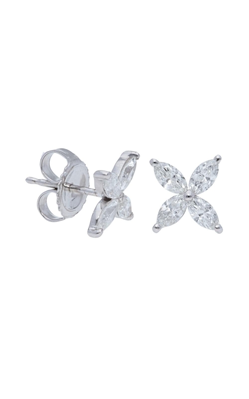 18K White Gold Marquise Diamond Flower Stud Earrings