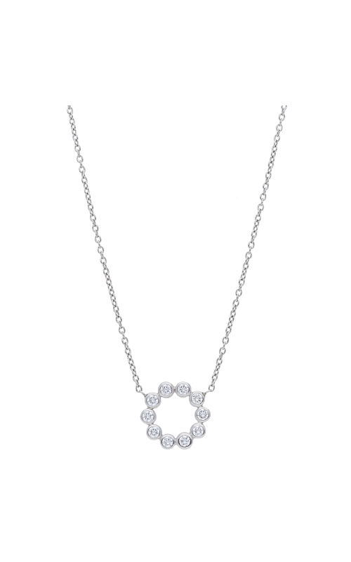 14K White Gold Circle Diamond Pendant