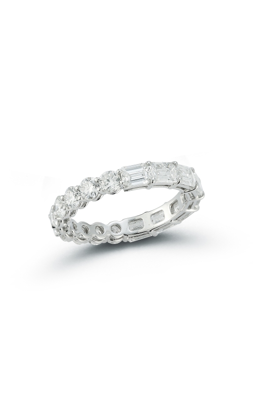 14K White Gold Half Round Half Emerald Cut Diamond Eternity Band