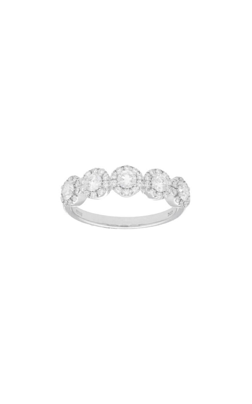14K White Gold Round 5 Stone Diamond Halo Band