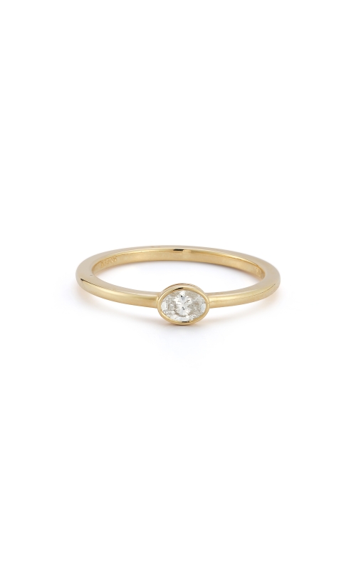 14K Yellow Gold Bezel Oval Diamond Ring