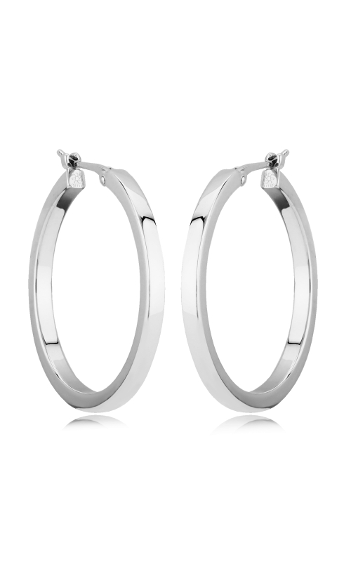 14K White Gold Square Tube Hoops