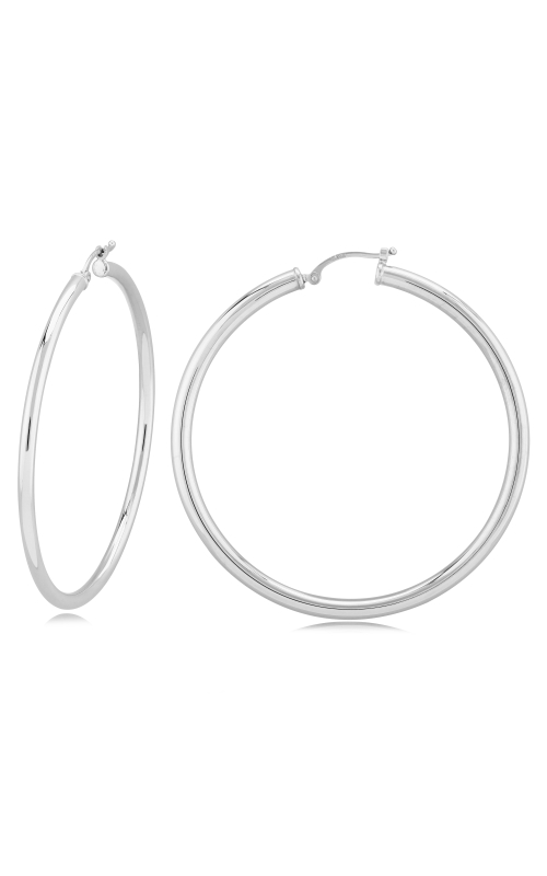 14K White Gold Large Hoops