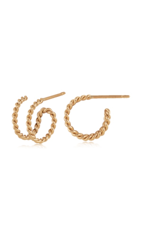 14K Yellow Gold Twist Double Hoop