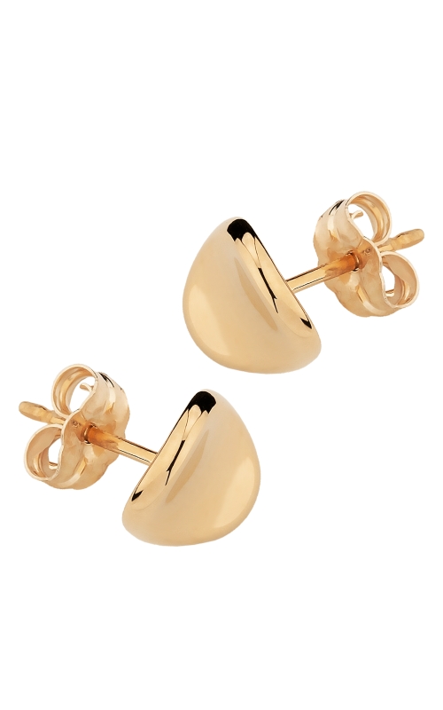 14K Yellow Gold 8mm Dapped Disk Studs