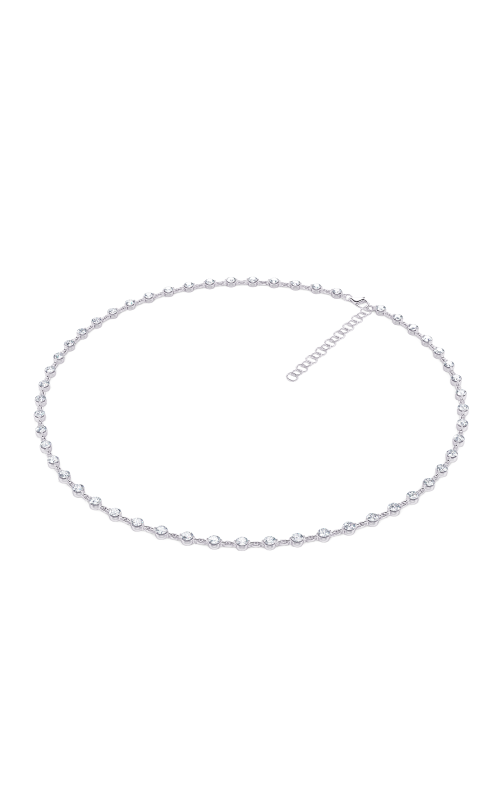 14K White Gold Round Diamond Choker Necklace