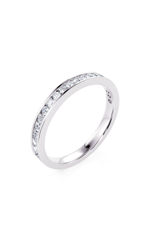 14K White Gold Round Diamond Channel Band