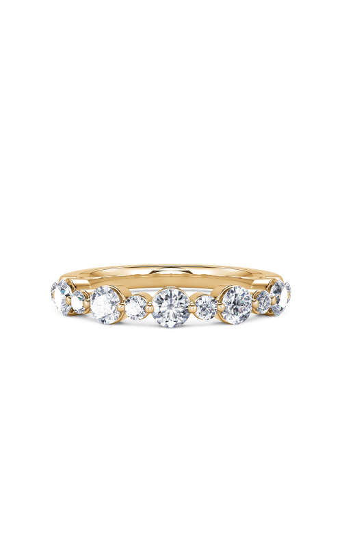 14K Yellow Gold Floating Round Diamond Wedding Band