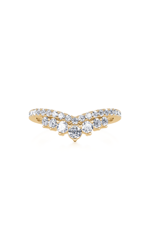 14K Yellow Gold Round Diamond Curved Wedding Band