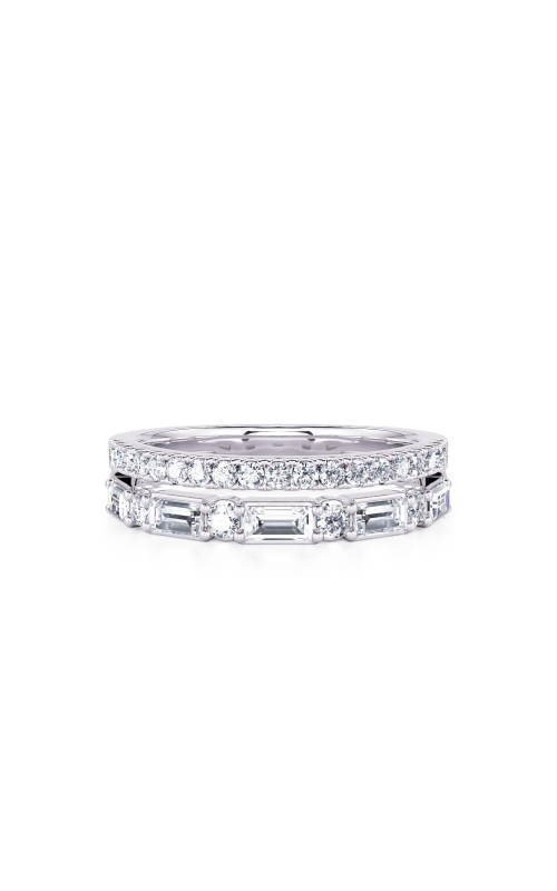 14K White Gold Diamond Double Row Band
