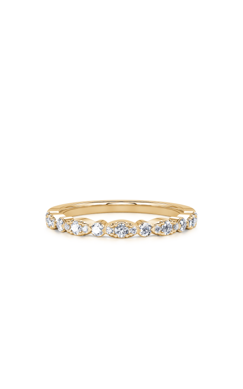 14K Yellow Gold Round Diamond Alternating Band
