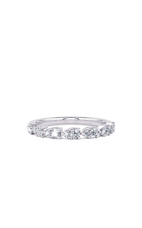 14K White Gold Round Diamond Pear Shape Band
