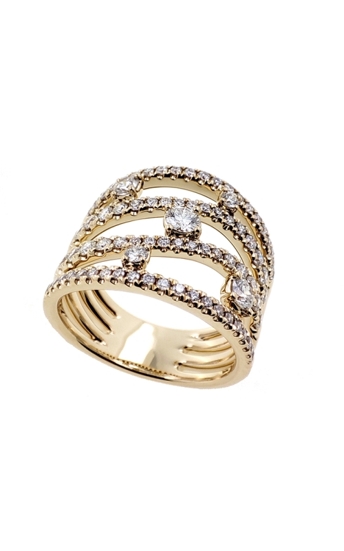 14K Yellow Gold Round Diamond Multi Row Band