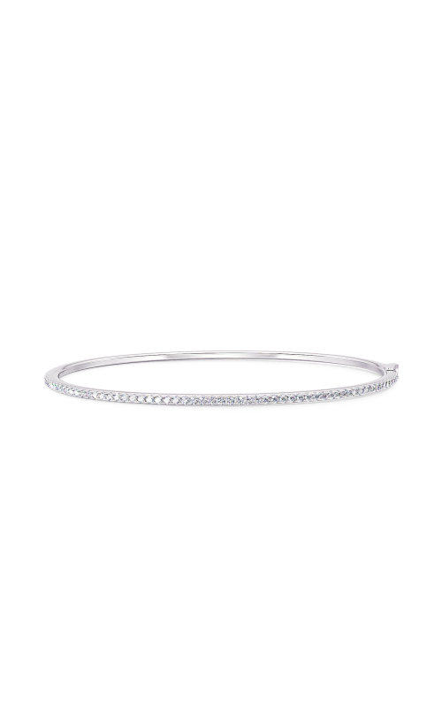 14K White Gold Round Diamond Bangle Bracelet