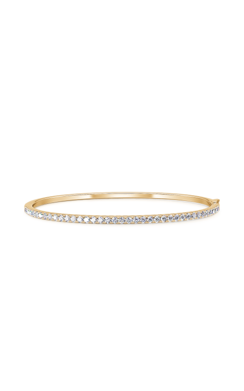 14K Yellow Gold Round Diamond Bangle Bracelet