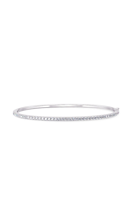 14K White Gold Round Bangle Diamond Bracelet