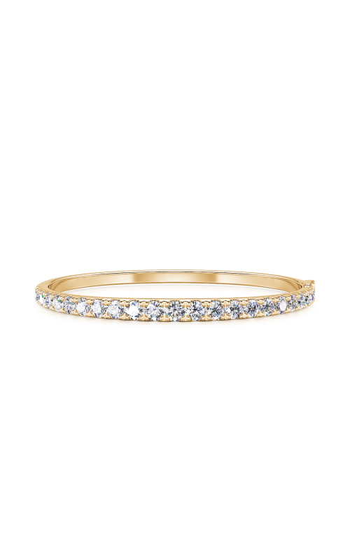 14K Yellow Gold Round Diamond Bangle Bracelet