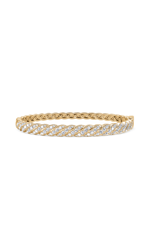 14K Yellow Gold Round Diamond Bangle Bracelet