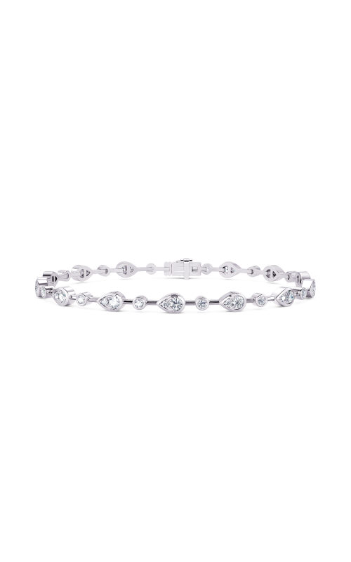 14K White Gold Round Diamond Link Bracelet