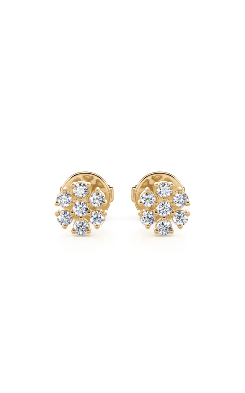 14K Yellow Gold Snowflake Diamond Stud