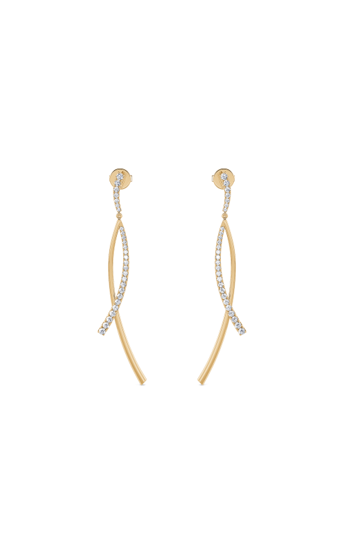 14K Yellow Gold Crossover Diamond Drop Earrings