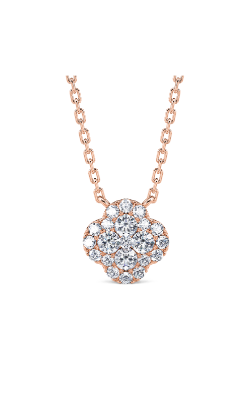 14K Rose Gold Round Diamond Station Necklace
