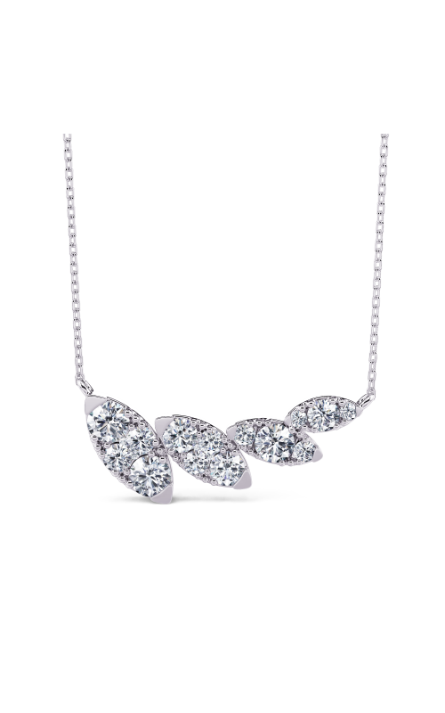 14K White Gold Round Diamond Mosaic Station Necklace, 18