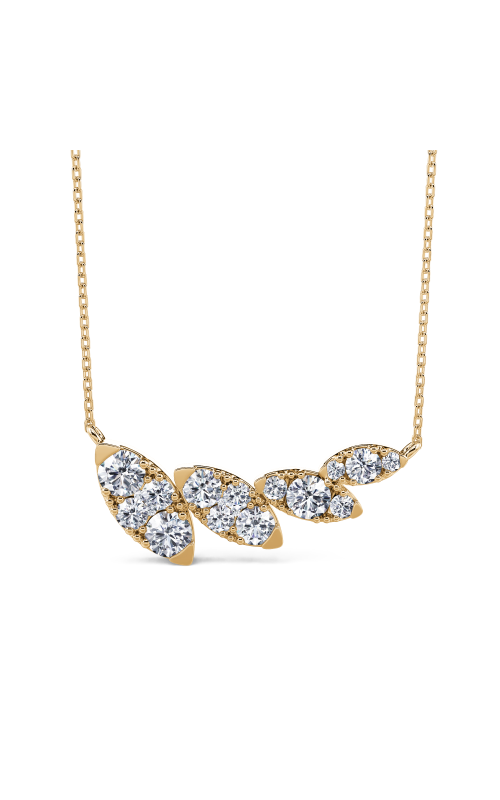 14K Yellow Gold Round Diamond Mosaic Station Necklace, 18