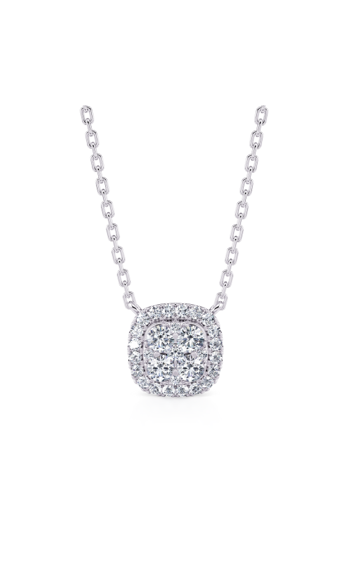 14K White Gold Round Diamond Pave Station Necklace, 18
