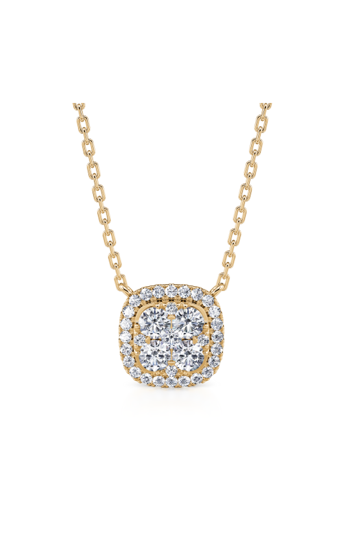 14K Yellow Gold Round Diamond Pave Station Necklace, 18