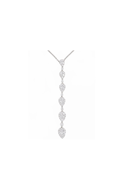 14K White Gold Drop Down Diamond Linear Pendant, 18