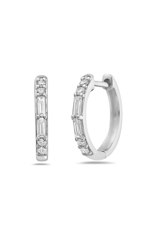 14K White Gold Diamond Huggies