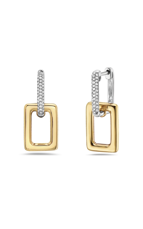 14K Two Tone Diamond Paperclip Drop Earrings